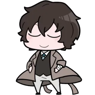 😌 Dazai Osamu Bungou Stray Dogs Anime, Bungou Stray Dogs, Dazai Osamu, Cartoon, Chibi telegram sticker