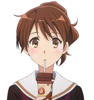 ☕ anime, girl, drink, coffee, cute, illustration telegram sticker