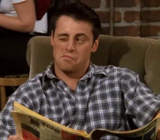 😉 Joey Tribbiani Friends Joey Tribbiani, Friends, Matt LeBlanc, lustig, Sitcom, Fernsehserie telegram sticker