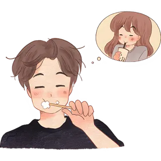 🪥 brushing teeth, couple, bubble tea, cute, cartoon, relationship whatsapp sticker