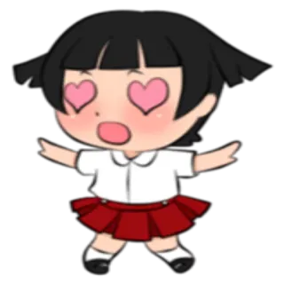 😍 dessin animé, fille, amour, mignon, yeux en coeur, kawaii whatsapp sticker
