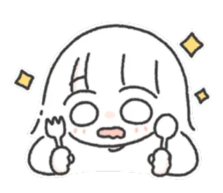 🤤 comida, dibujos animados, lindo, comiendo, tenedor, cuchara, hambre telegram sticker