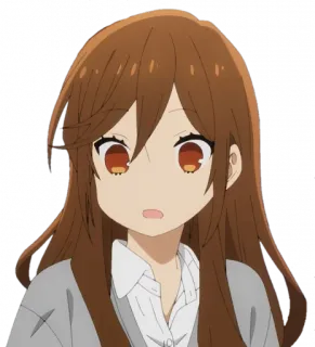 😮 anime, garota, Horimiya, cabelo castanho, fofa telegram sticker