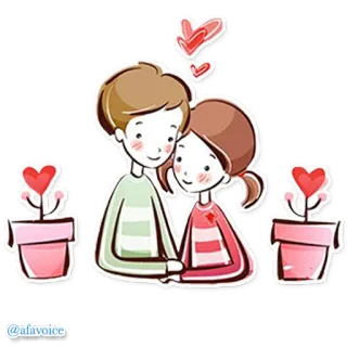 🌺 @afavoice miłość, para, romans, uczucie, uroczy, kreskówka, ilustracja telegram sticker