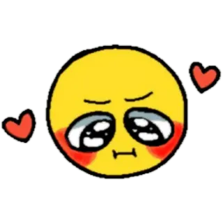 😀 Emoji, Leuk, Harten, Geel, Uitdrukking telegram sticker