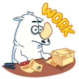 😫 WORK rinoceronte, animale, lavoro, stanco, ufficio, scartoffie whatsapp sticker
