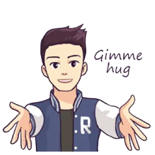 😙 Gimme hug knuffel, vriendschap, liefde, cartoon, persoon, groet telegram sticker