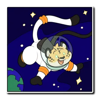 🌎 표범, 우주, 우주비행사, 귀여운, 동물, 별, 만화 telegram sticker