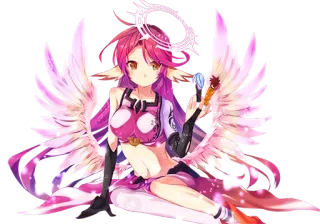 😏 Anime, Skrzydła, Dziewczyna, Różowy, Fantasy, Słodkie, Postać telegram sticker