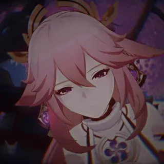 🙁 Yae Miko Genshin Impact 动漫, 游戏, 原神, 角色, 八重神子, 粉色头发 telegram sticker