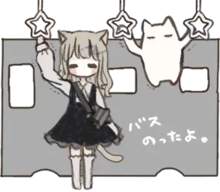 nekomimi chan and marshmallow san • @punipuni_stickers telegram stickers