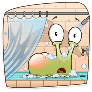 😳 escargot, douche, salle de bain, dessin animé, mignon, eau, drôle telegram sticker