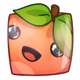 😄 cartoon, fruit, peach, cute, square, happy telegram sticker