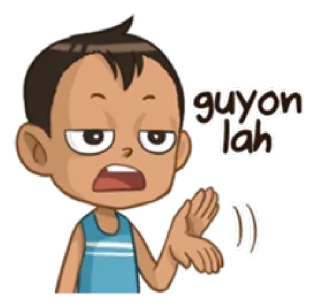 😞 guyon lah desenho animado, menino, só por diversão telegram sticker