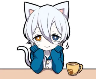 🤗 kot, anime, kawa, słodkie, naklejka, kawaii, manga, zwierzę telegram sticker