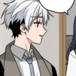 🥛 anime, manga, white hair, cartoon, character whatsapp sticker