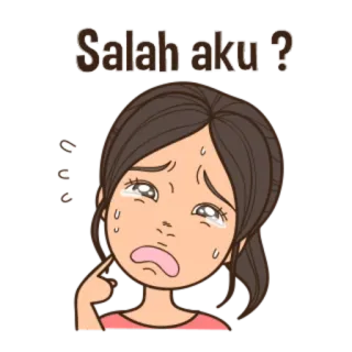 😣 Salah aku ? Dibujo animado, Chica, Triste, Pregunta, Molesta whatsapp sticker