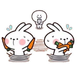 😰 кролик, морковь, мультфильм, милый, животное, наклейка whatsapp sticker