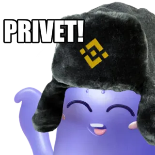👋 PRIVET! Desenho animado, Chapéu, Cripto, Binance, Russo, Saudação, Fofo whatsapp sticker