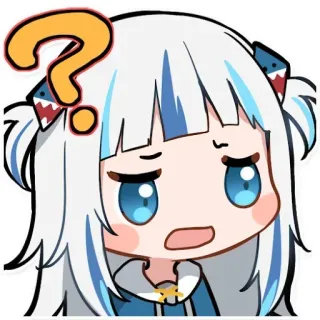 ❓ Gawr Gura vtuber, gawr gura, anime, fofo, pergunta, tubarão telegram sticker