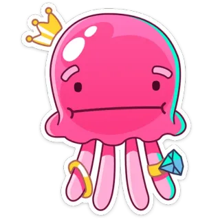 😐 jellyfish, crown, ring, pink, cute, sea creature telegram sticker