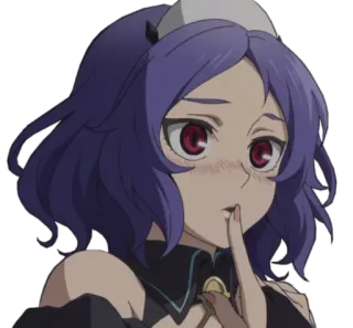 😶 anime, girl, shush, quiet, finger to lips, cute, cartoon, purple hair telegram sticker