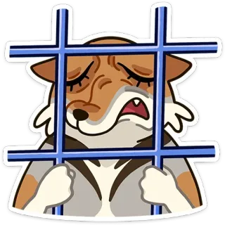 😭 chien, triste, prison, pleurs, animal, dessin animé, illustration whatsapp sticker