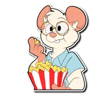 🍿 rato, desenho animado, pipoca, óculos, comida, animado, adesivo telegram sticker
