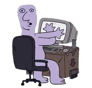 💻 Computer, Tippen, Cartoon, Schreibtisch, Büro, Verrückt whatsapp sticker