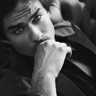 🖤 Ian Somerhalder actor, retrato, hombre, blanco y negro, celebridad whatsapp sticker
