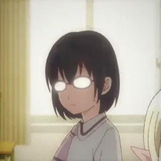 🎲 Anime, Meisje, Bril, School, Klassenkamer telegram sticker