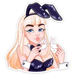 🙂 Bunny girl, Аниме девушка, Кролик, Мультфильм, Блондинка, Стикер whatsapp sticker