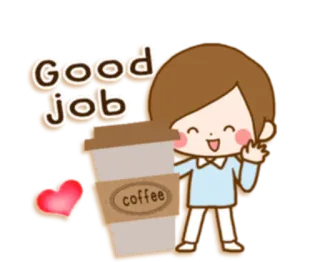 👩‍❤️‍👨 Good job кофе, сердце, молодец, мультфильм, одобрение, поддержка telegram sticker