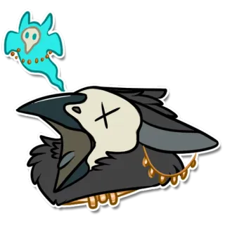 ☠ ворона, смерть, череп, призрак, птица, животное, мультфильм telegram sticker