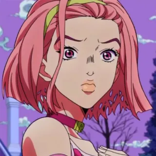 🍡 Yukako Yamagishi JoJo's Bizarre Adventure Anime, Manga, Jojo, Yukako, Yamagishi, pinke Haare, Charakter telegram sticker