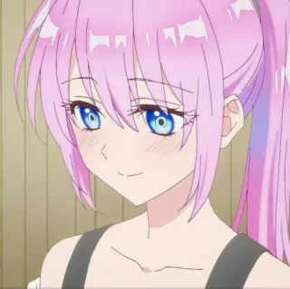 🦭 Anime, Ragazza, Carina, Capelli rosa, Sorridendo, Cartone animato telegram sticker