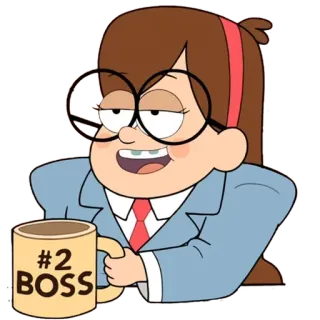 😎 Mabel Pines Gravity Falls #2 BOSS cartoon, mabel, gravity falls, boss, character, glasses telegram sticker