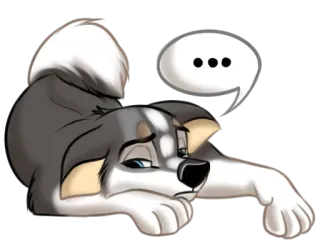 😕 ... cachorro, husky, desenho animado, animal, fofo, adesivo, ilustração telegram sticker