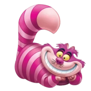 😁 Cheshire Cat Alice in Wonderland 猫, 条纹, 紫色, 粉色, 卡通, 爱丽丝梦游仙境, 柴郡猫 whatsapp sticker