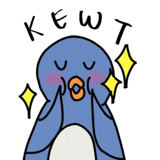 🥺 pingouin, mignon, kawaii, dessin animé, animal, bleu telegram sticker