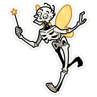 🦋 skeleton, fairy, magic, sparkle, bones, cartoon, whimsical, fantasy telegram sticker