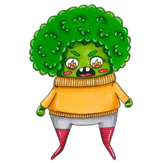 😡 만화, 괴물, 브로콜리, 초록색, 화난 telegram sticker