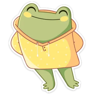 ☺️ grenouille, mignon, dessin animé, animal, autocollant, sweat à capuche, kawaii, vert whatsapp sticker
