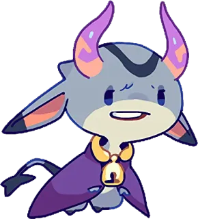 😠 cartoon, cute, animal, character, illustration, goat, cape, bell telegram sticker