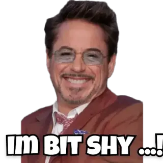😬 IM BIT SHY ....! timide, robert downey jr, célébrité, acteur, mème telegram sticker
