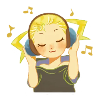 🎧 Mädchen, Kopfhörer, Musik, hören, blonde Haare, süß, Illustration telegram sticker