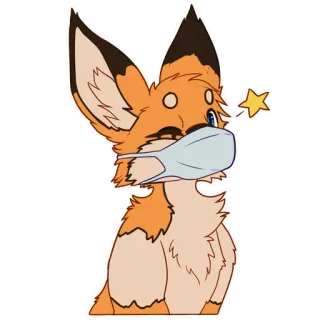 🦊 rubah, binatang, masker, masker wajah, kartun telegram sticker
