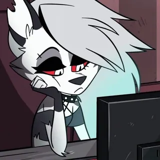 😒 Loona Helluva Boss ヘルヴァボス, ルーナ, ヘルハウンド, アニメ, ステッカー, キャラクター telegram sticker