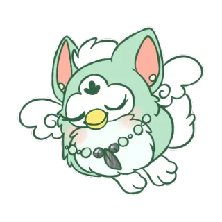 👼 furby, cute, winged, fantasy, necklace, cartoon telegram sticker