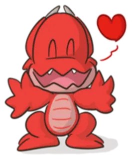 😍 dinossauro, desenho animado, vermelho, coração, fofo, monstro, amor telegram sticker